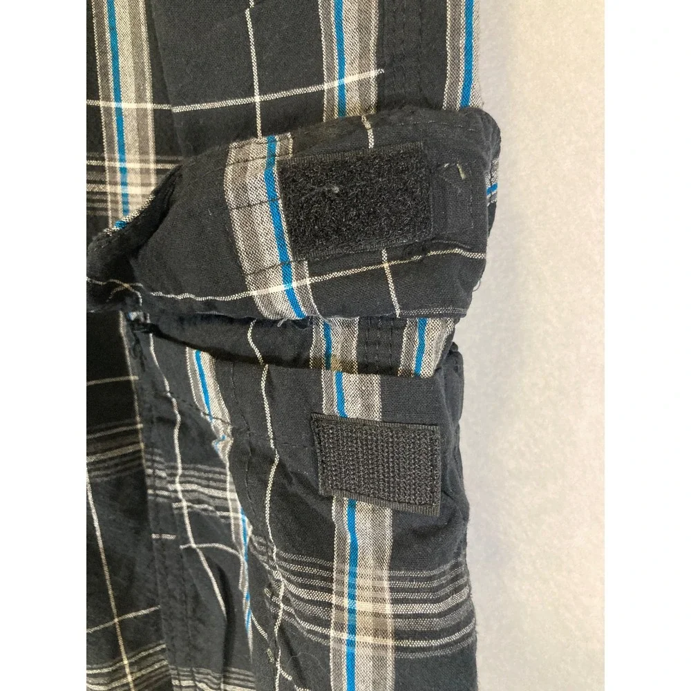Skater Grunge Unionbay Mens 40 Black‎ Blue Plaid Utility Cotton Cargo Shorts